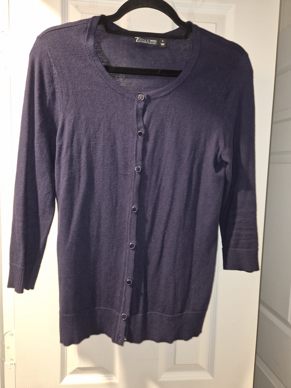 New York & Company Women's Navy Button-Up Lightweight Cardigan Sweater